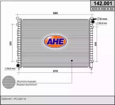 AHE 142.001 - Радіатор, охолодження двигуна autocars.com.ua