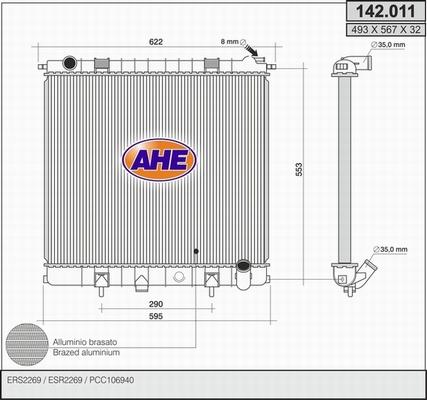 AHE 142.011 - Радіатор, охолодження двигуна autocars.com.ua