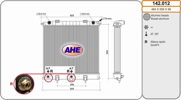 AHE 142.012 - Радіатор, охолодження двигуна autocars.com.ua