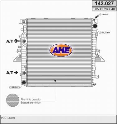 AHE 142.027 - Радіатор, охолодження двигуна autocars.com.ua