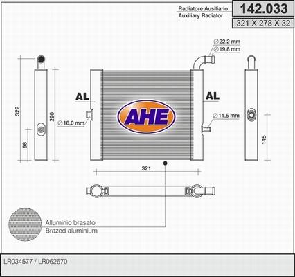 AHE 142.033 - Радіатор, охолодження двигуна autocars.com.ua