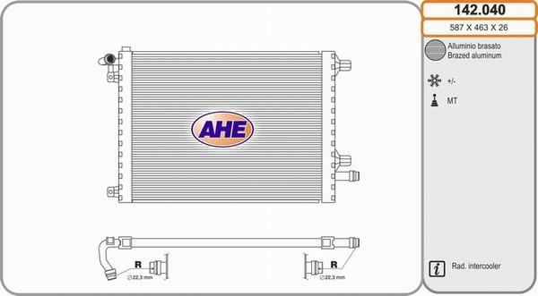 AHE 142.040 - Радіатор, охолодження двигуна autocars.com.ua