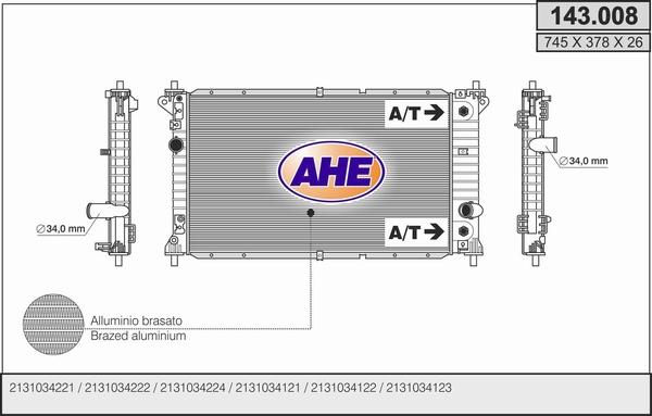 AHE 143.008 - Радиатор, охлаждение двигателя autodnr.net