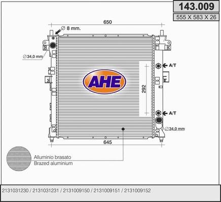 AHE 143.009 - Радіатор, охолодження двигуна autocars.com.ua