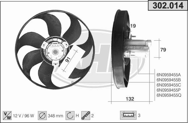 AHE 302.014 - Вентилятор, охлаждение двигателя autodnr.net