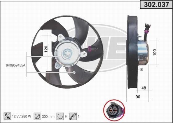 AHE 302.037 - Вентилятор, охолодження двигуна autocars.com.ua