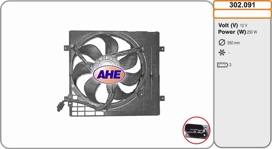 AHE 302.091 - Вентилятор, охолодження двигуна autocars.com.ua