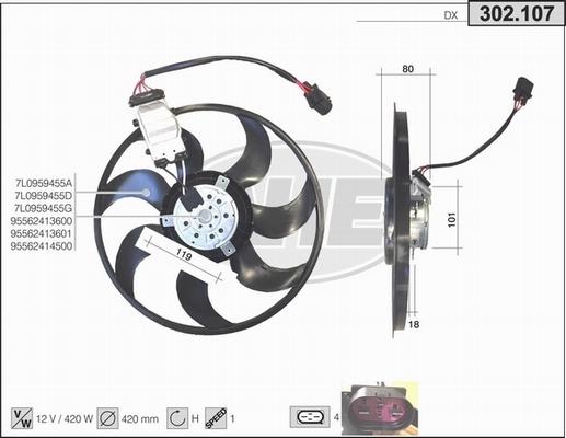 AHE 302.107 - Вентилятор, охолодження двигуна autocars.com.ua