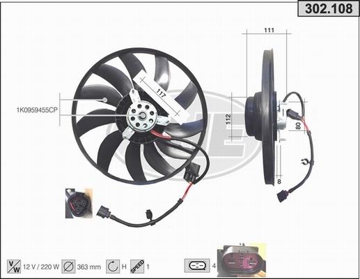 AHE 302.108 - Вентилятор, охлаждение двигателя autodnr.net