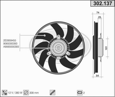 AHE 302.137 - Вентилятор, охолодження двигуна autocars.com.ua