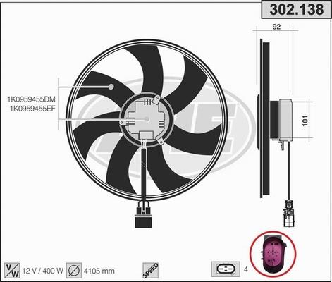 AHE 302.138 - Вентилятор, охолодження двигуна autocars.com.ua