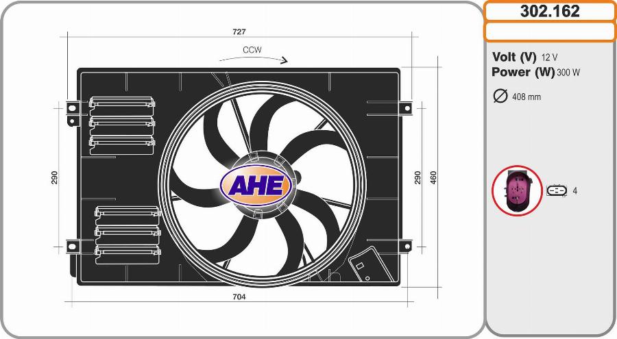 AHE 302.162 - Вентилятор, охолодження двигуна autocars.com.ua