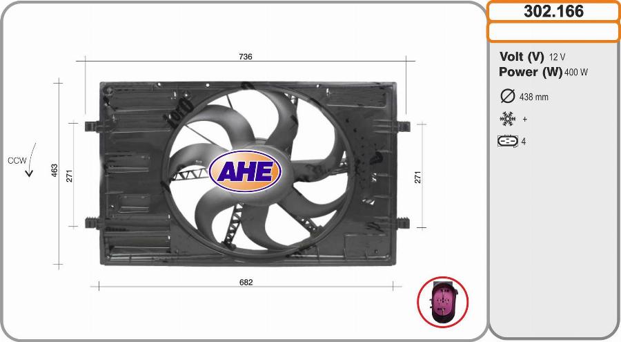 AHE 302.166 - Вентилятор, охолодження двигуна autocars.com.ua