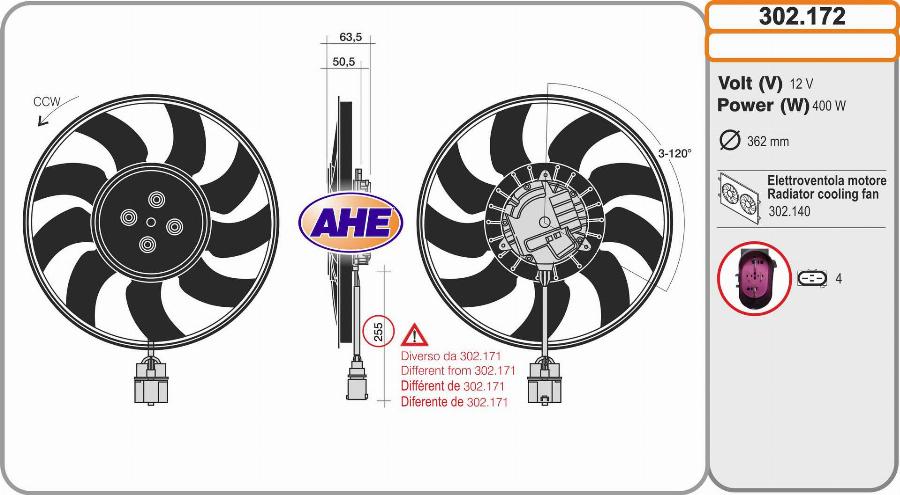 AHE 302.172 - Вентилятор, охлаждение двигателя autodnr.net