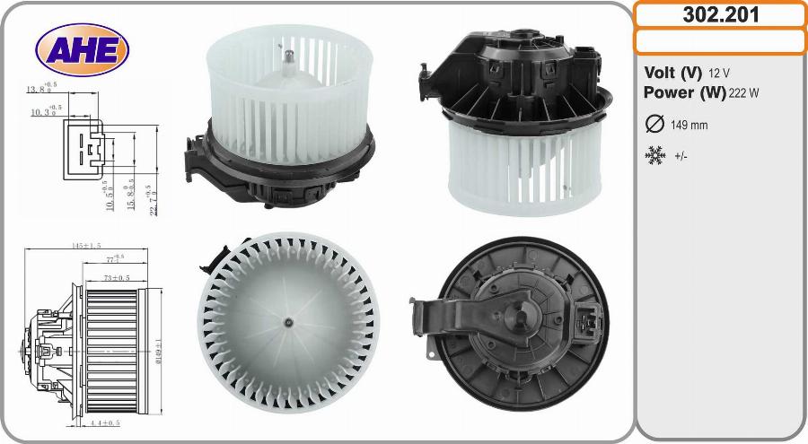 AHE 302.201 - Вентилятор салону autocars.com.ua