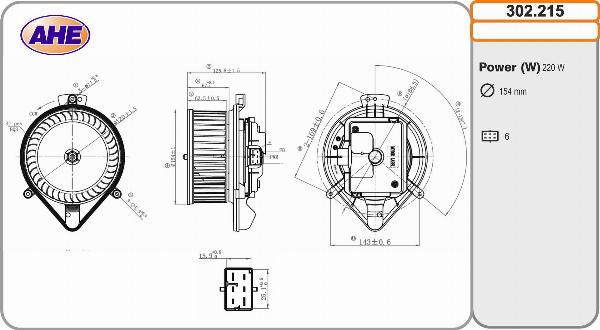 AHE 302.215 - Вентилятор салону autocars.com.ua