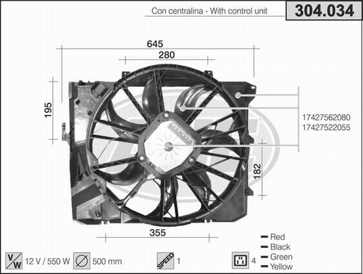 AHE 304.034 - Вентилятор, охолодження двигуна autocars.com.ua