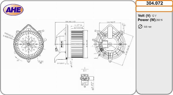 AHE 304.072 - Вентилятор салону autocars.com.ua