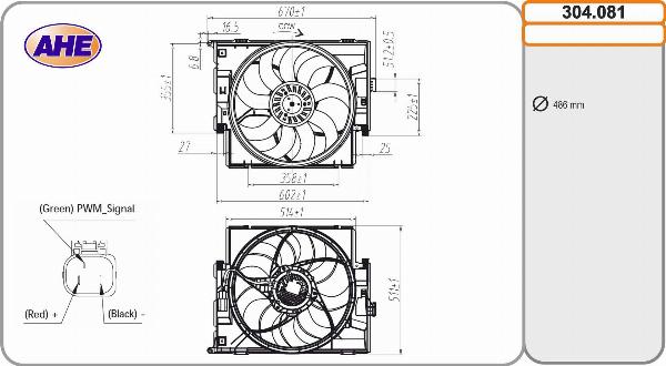 AHE 304.081 - Вентилятор, охолодження двигуна autocars.com.ua