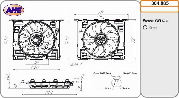 AHE 304.085 - Вентилятор, охолодження двигуна autocars.com.ua
