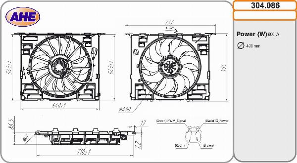 AHE 304.086 - Вентилятор, охолодження двигуна autocars.com.ua