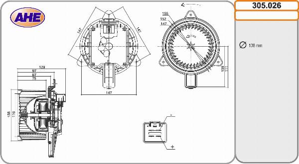 AHE 305.026 - Вентилятор салону autocars.com.ua