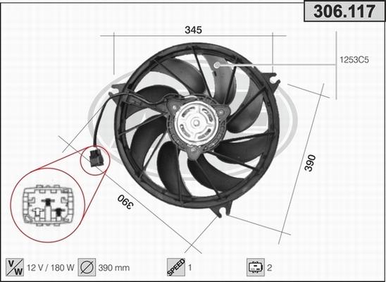 AHE 306.117 - Вентилятор, охолодження двигуна autocars.com.ua