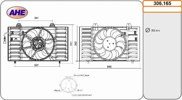 AHE 306.165 - Вентилятор, охолодження двигуна autocars.com.ua