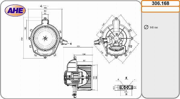AHE 306.168 - Вентилятор салону autocars.com.ua