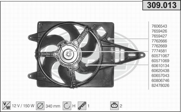 AHE 309.013 - Вентилятор, охлаждение двигателя autodnr.net