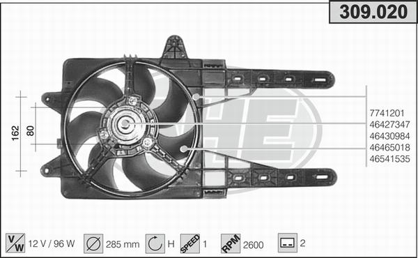 AHE 309.020 - Вентилятор, охолодження двигуна autocars.com.ua