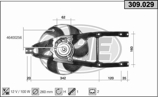 AHE 309.029 - Вентилятор, охолодження двигуна autocars.com.ua