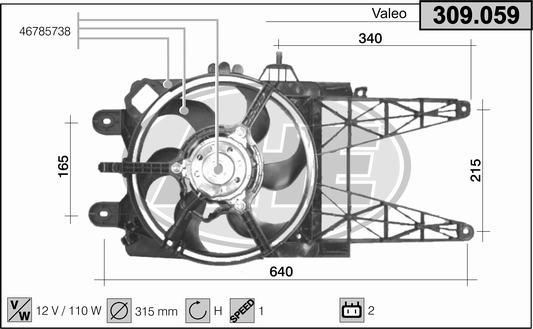 AHE 309.059 - Вентилятор, охолодження двигуна autocars.com.ua