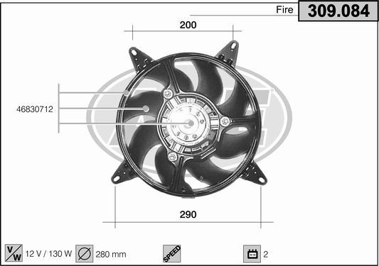 AHE 309.084 - Вентилятор, охолодження двигуна autocars.com.ua