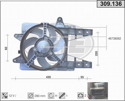 AHE 309.136 - Вентилятор, охолодження двигуна autocars.com.ua