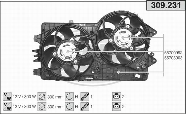 AHE 309.231 - Вентилятор, охолодження двигуна autocars.com.ua