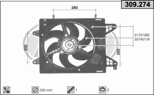 AHE 309.274 - Вентилятор, охолодження двигуна autocars.com.ua