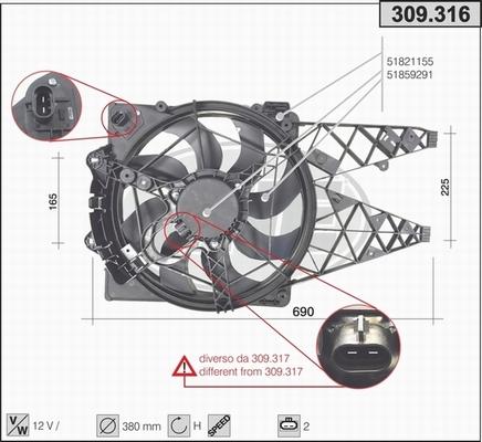 AHE 309.316 - Вентилятор, охолодження двигуна autocars.com.ua