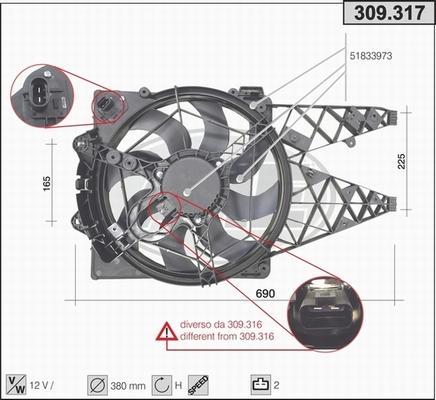 AHE 309.317 - Вентилятор, охолодження двигуна autocars.com.ua