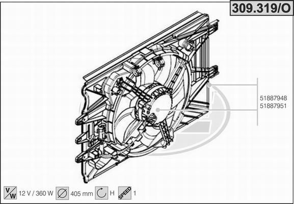 AHE 309.319/O - Вентилятор, охолодження двигуна autocars.com.ua