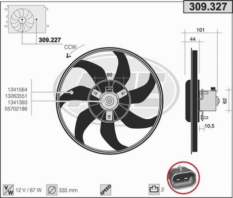 AHE 309.327 - Вентилятор, охолодження двигуна autocars.com.ua