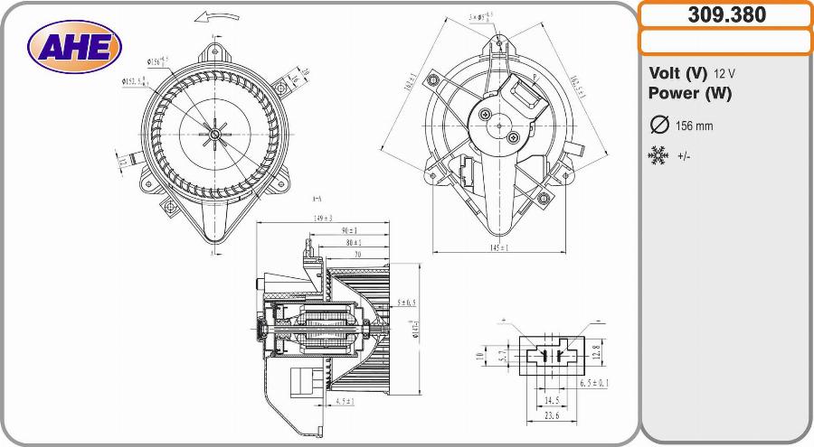 AHE 309.380 - Вентилятор салону autocars.com.ua