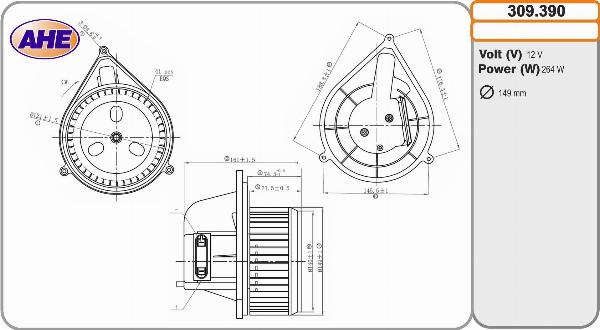 AHE 309.390 - Вентилятор салону autocars.com.ua