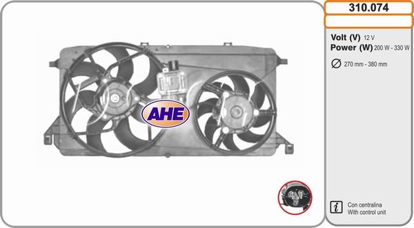 AHE 310.074 - Вентилятор, охолодження двигуна autocars.com.ua