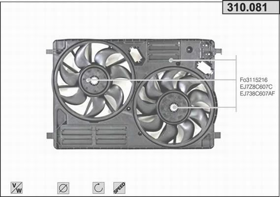 AHE 310.081 - Вентилятор, охолодження двигуна autocars.com.ua