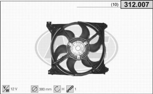 AHE 312.007 - Вентилятор, охолодження двигуна autocars.com.ua