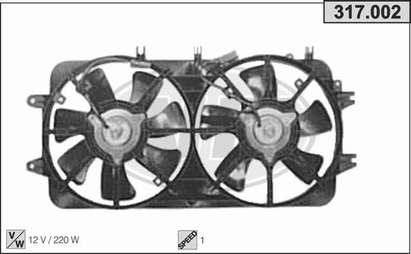 AHE 317.002 - Вентилятор, охолодження двигуна autocars.com.ua