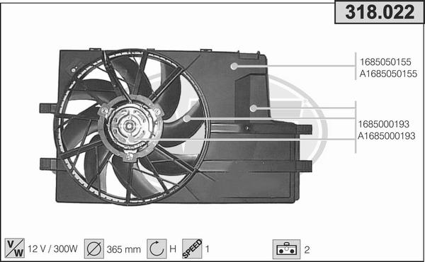 AHE 318.022 - Вентилятор, охолодження двигуна autocars.com.ua