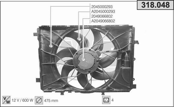 AHE 318.048 - Вентилятор, охлаждение двигателя autodnr.net