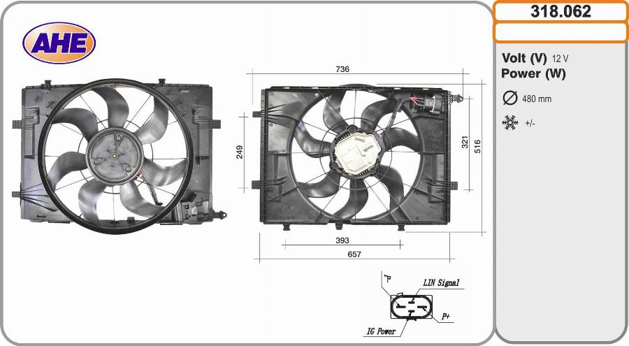 AHE 318.062 - Вентилятор, охолодження двигуна autocars.com.ua